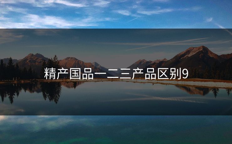 精产国品一二三产品区别9