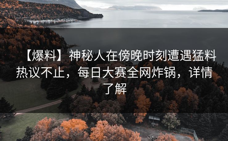【爆料】神秘人在傍晚时刻遭遇猛料热议不止，每日大赛全网炸锅，详情了解