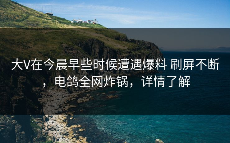 大V在今晨早些时候遭遇爆料 刷屏不断，电鸽全网炸锅，详情了解